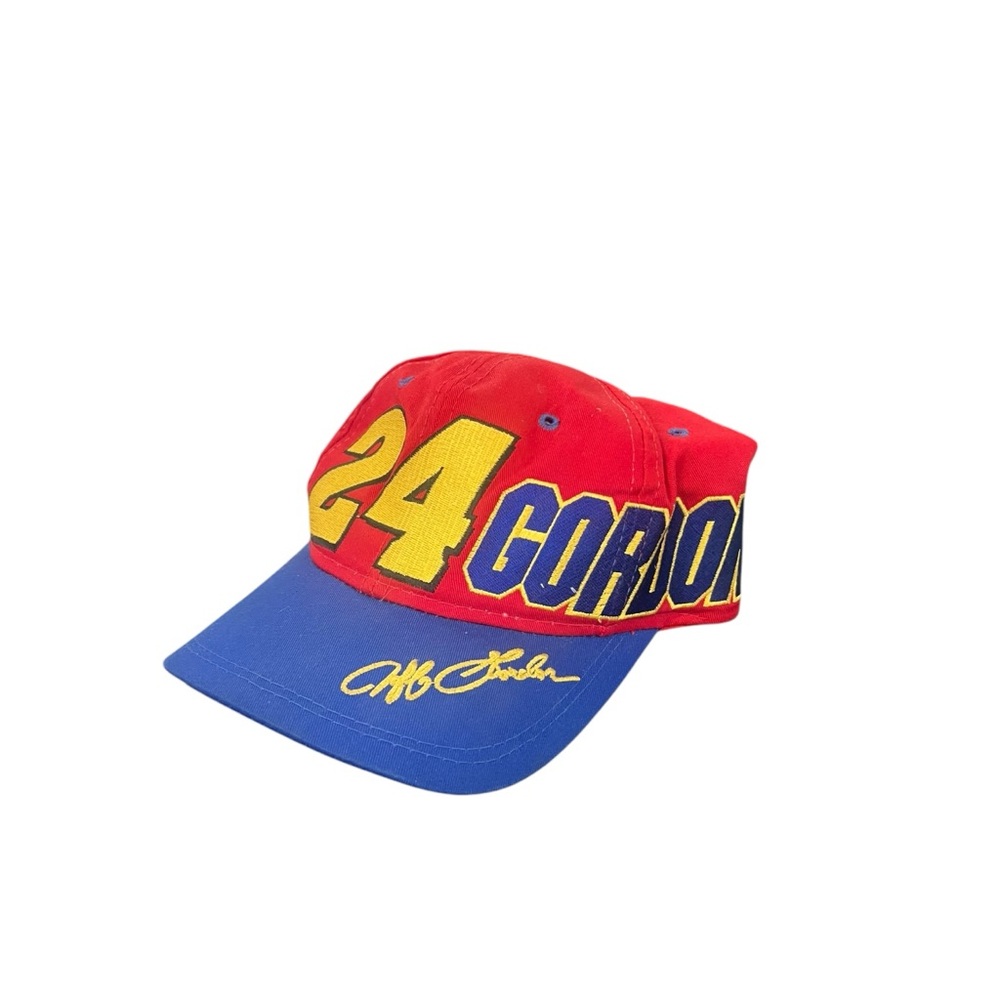 Vintage Jeff Gordon #24 NASCAR Racing Themed Embroidered Strapback Hat Big Print